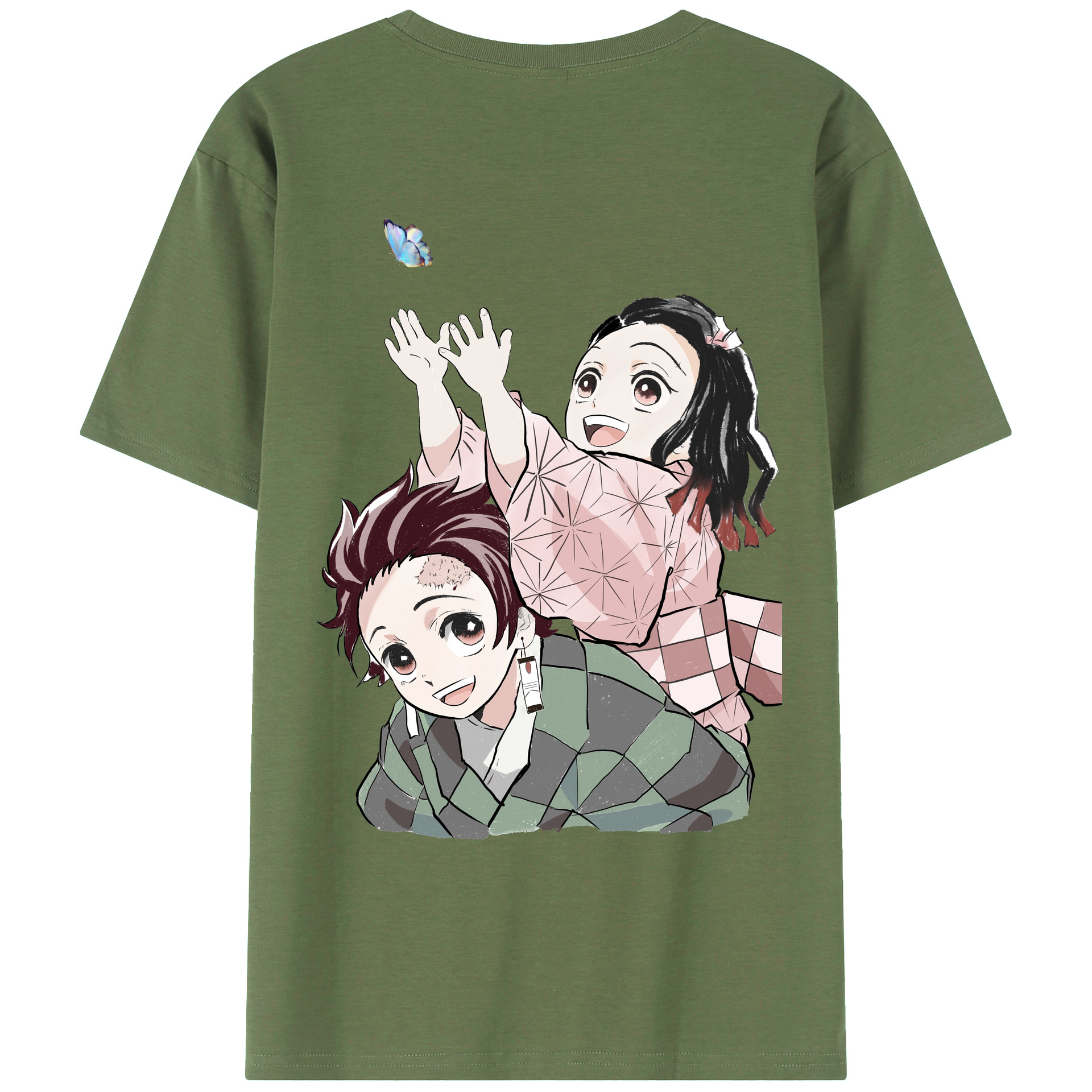 （画像用） 鬼滅の刃（きめつのやいば）竈門 禰󠄀豆子／かまど ねずこ Kamado Nezuko 綿100％ メンズ半袖Tシャツ（バックプリント） 通気性